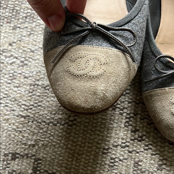 Chanel Gray and Tan Women's Ballet Flats - Picture 3 of 13